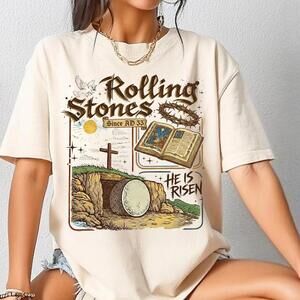 Rolling Stones He Is Risen Shirt, Christian Easter Tshirt, Faith-Based